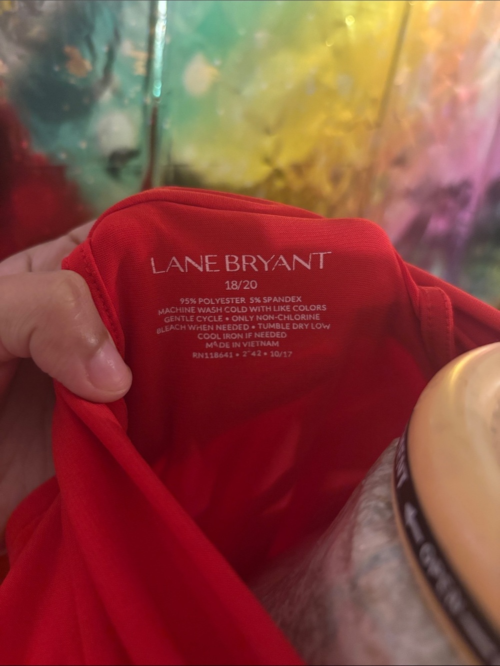 Lane Bryant Red Halter Cold-Shoulder Tunic Top - Picture 2 of 6
